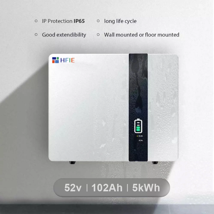 Hfie Easy Installation IP65 Protection Class 6000 Cycles Wall-Mounted 48V 102ah 5kwh LiFePO4 Power Wall Lithium Batteries Residential Energy Storage