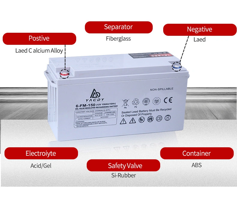 12V150ah AGM Gel Front Terminal Deep Cycle Solar UPS Telecom Battery